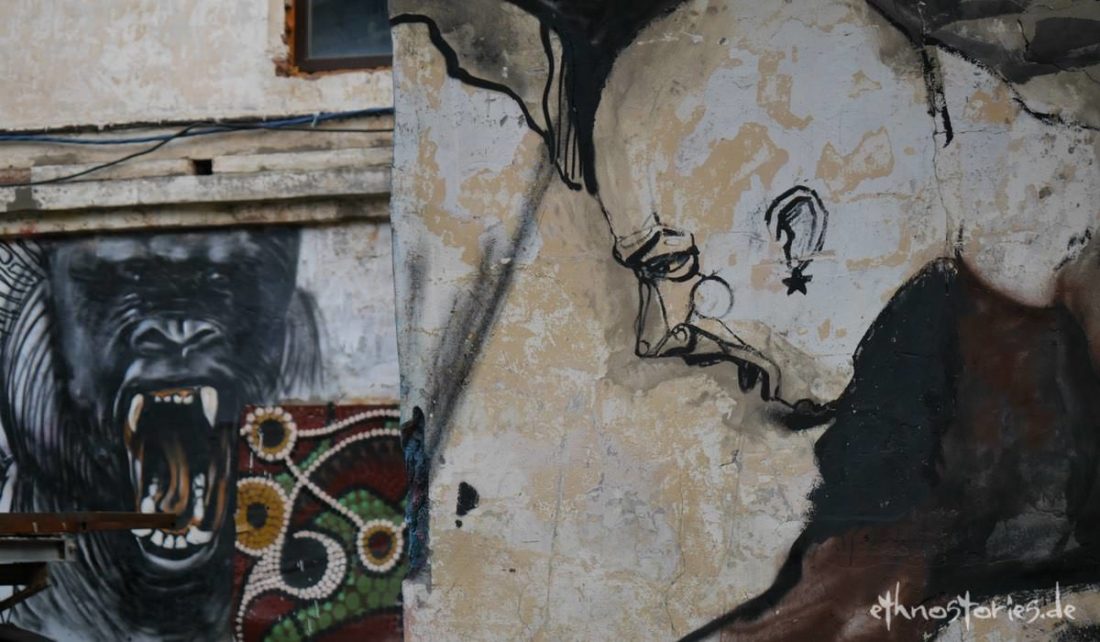 Graffiti im Künstlerzentrum Alafuzov Loft in Kasan